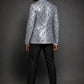 Men's Shimmering Argyle Pattern Silver Tuxedo Jacket