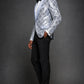 Men's Shimmering Argyle Pattern Silver Tuxedo Jacket