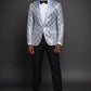 Men's Shimmering Argyle Pattern Silver Tuxedo Jacket
