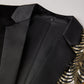 Men's 2-Piece Gold Sequin Water Ripples Black Suit