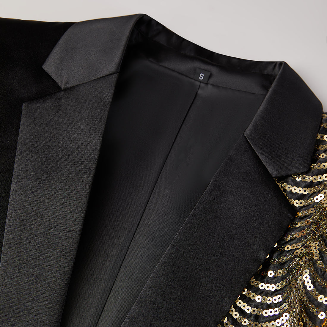Men's 2-Piece Gold Sequin Water Ripples Black Suit