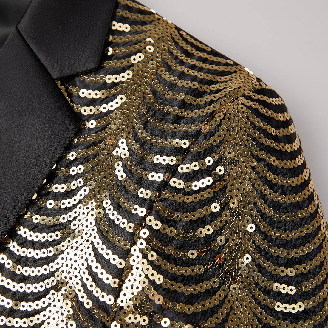 Men's 2-Piece Gold Sequin Water Ripples Black Suit