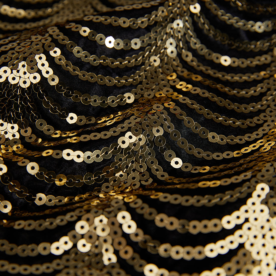 Men's 2-Piece Gold Sequin Water Ripples Black Suit