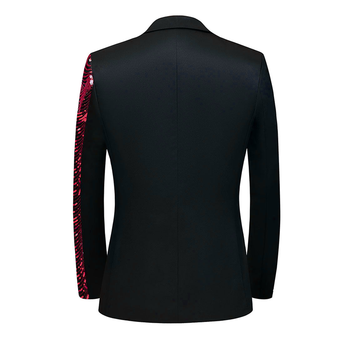 red sequin black suit back