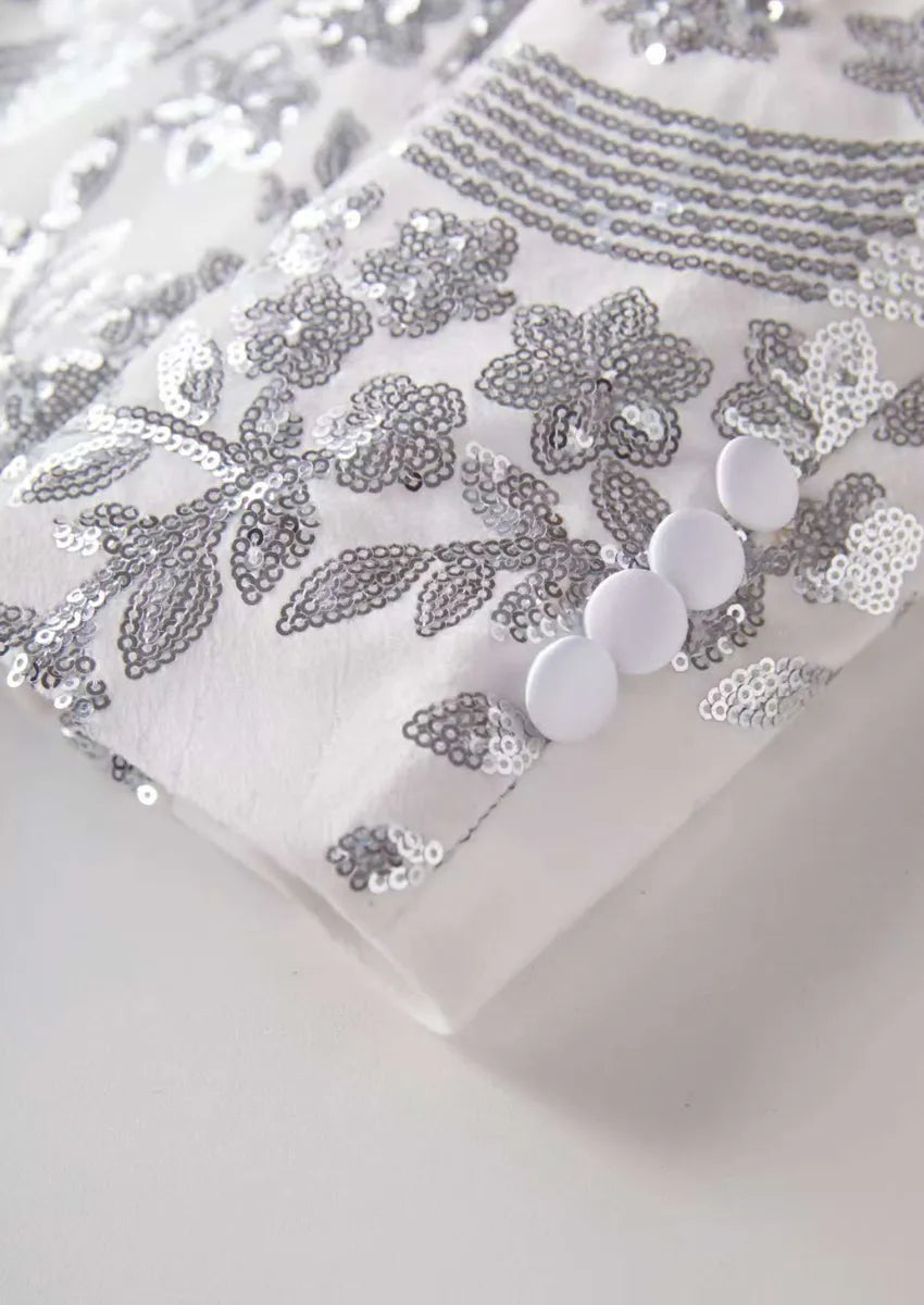 starry white sequin tuxedo