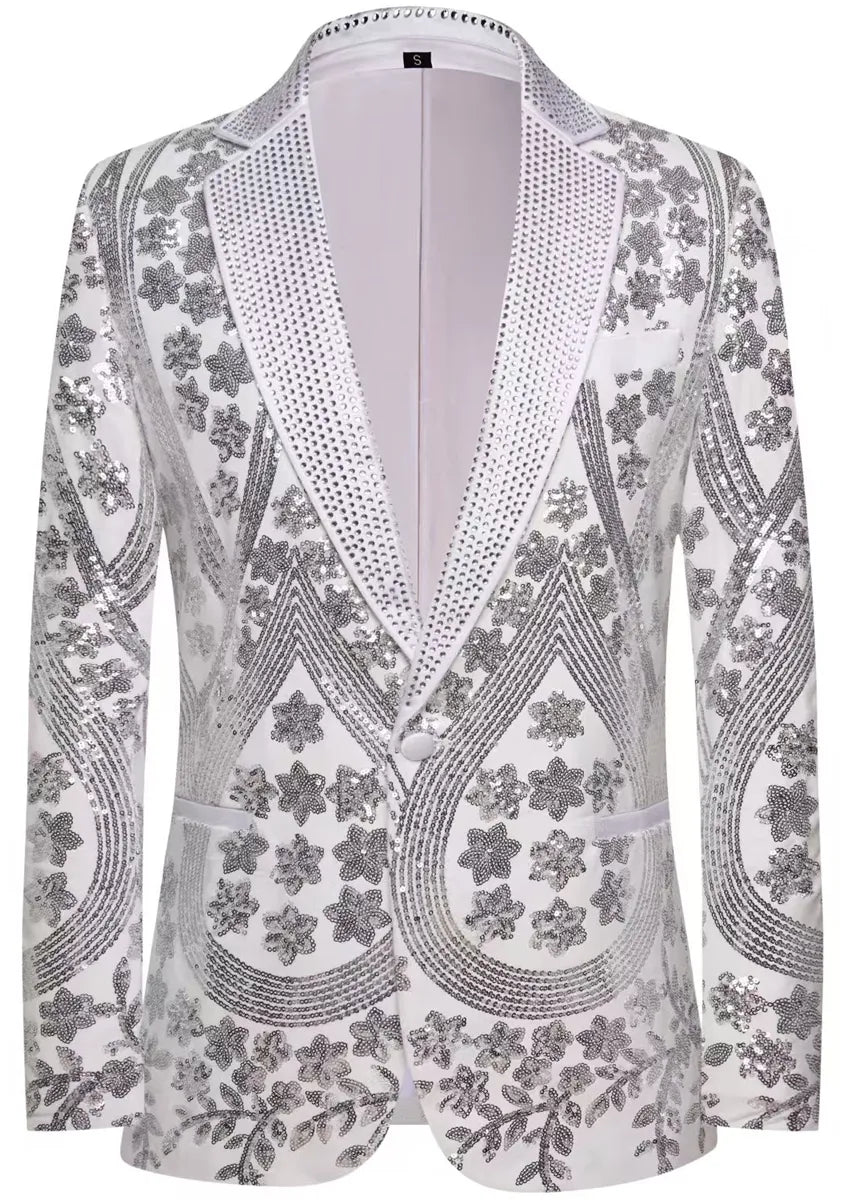 starry white sequin tuxedo