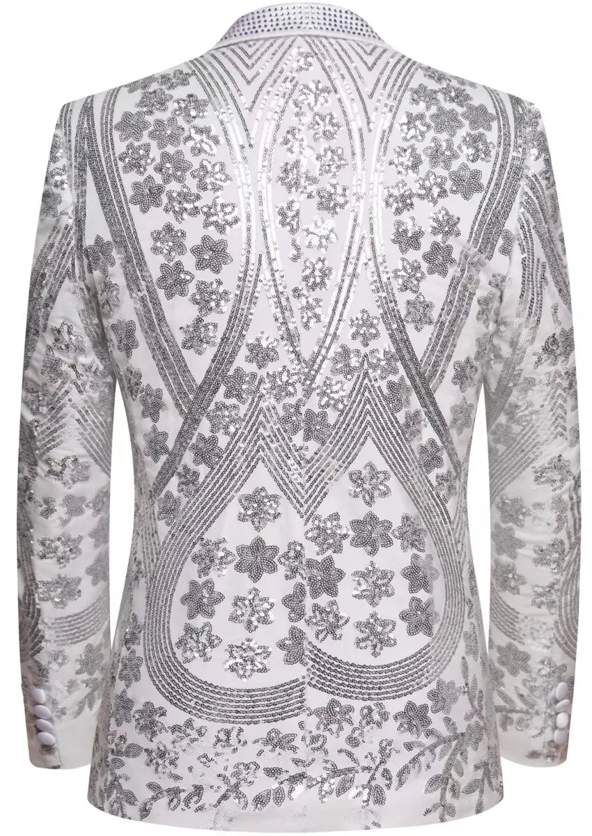 starry white sequin tuxedo