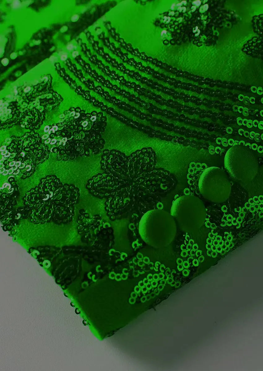 starry green sequin tuxedo