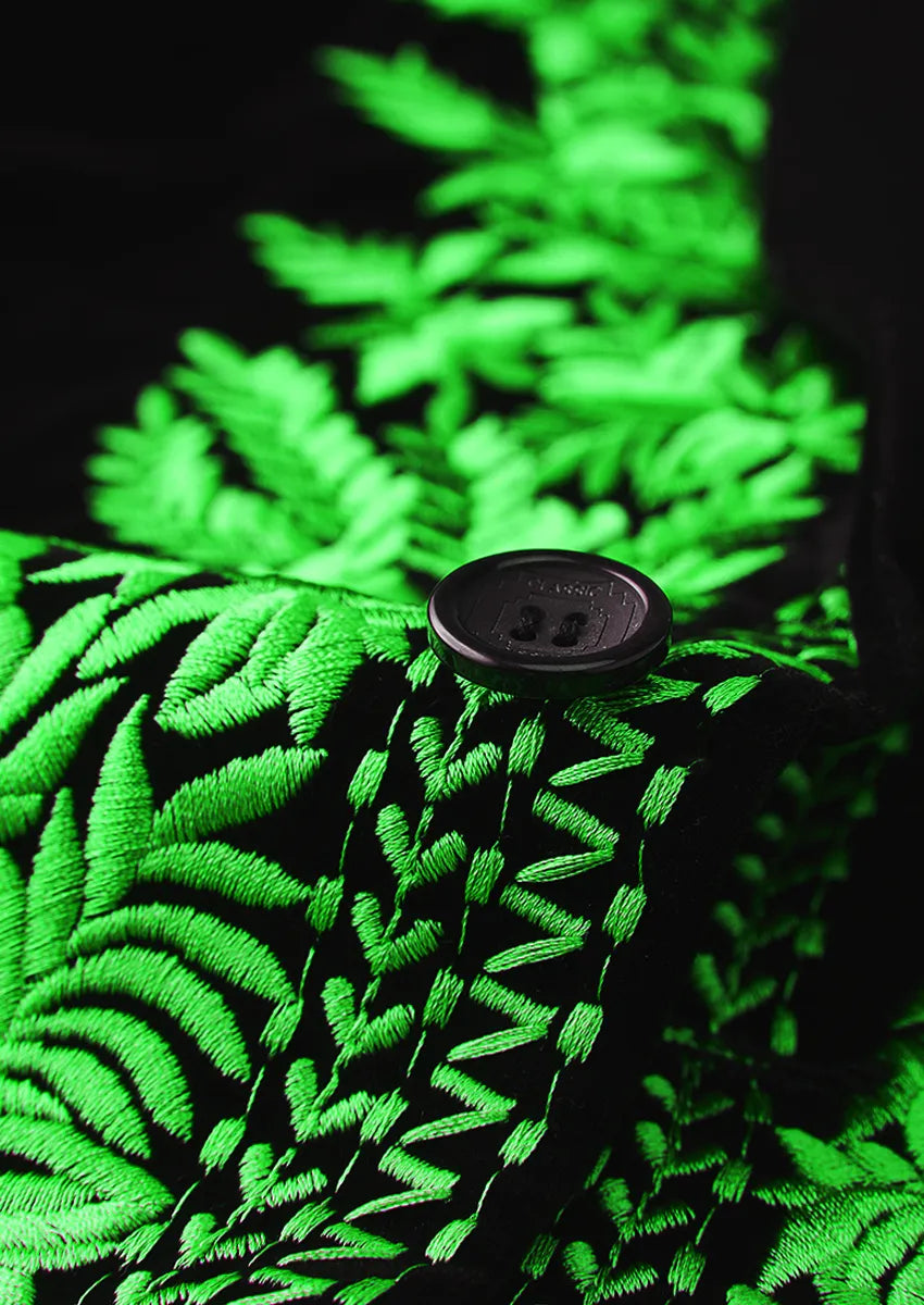Green Embroidery Black Velvet Tuxedo