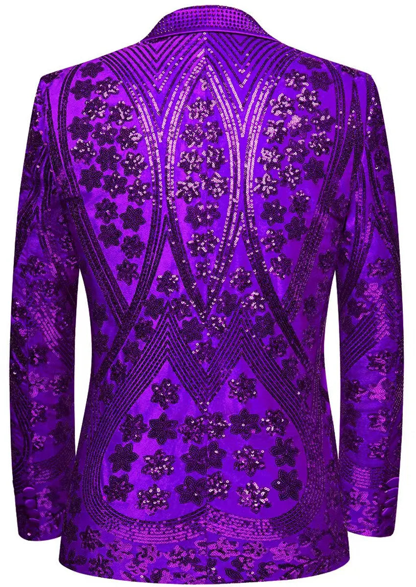 Purple sequin tuxedo back