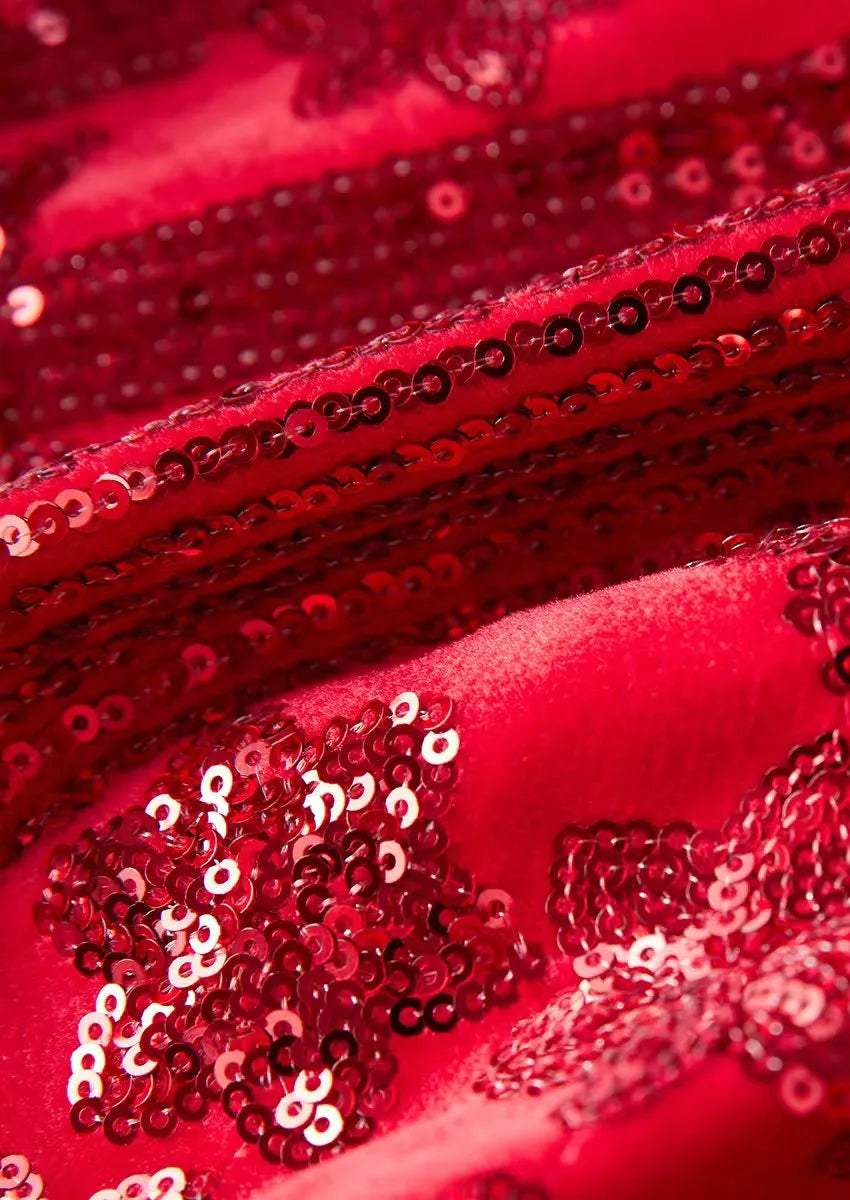 starry red sequin tuxedo