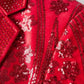 starry red sequin tuxedo