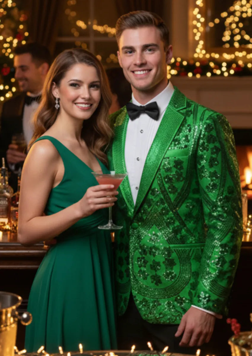 SequinSix-pointedStarGreenLuxuryBlazer