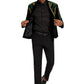 Men's Embroidered Green and Gold Geometric Pattern Tuxedo Jacket