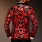 Men's Fashion Floral Velvet Sequin Jacket Red Tuxedo