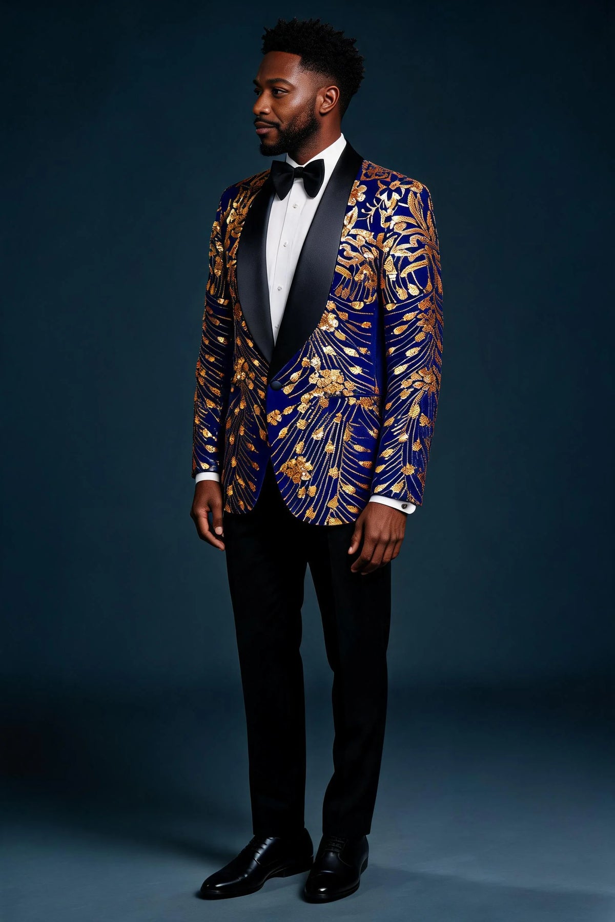 Navy Goldfall Sequin Jacket
