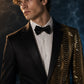 Men's 2-Piece Gold Sequin Water Ripples Black Suit