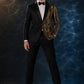Men's 2-Piece Gold Sequin Water Ripples Black Suit