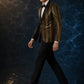 Men's 2-Piece Gold Sequin Water Ripples Black Suit