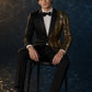 Men's 2-Piece Gold Sequin Water Ripples Black Suit