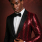 Men's 2-Piece Red Sequin Water Ripples Black Suit