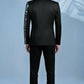 Men's 2-Piece Light Blue Sequin Water Ripples Black Suit