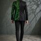 Men's 2-Piece Suit Green Shimmering Branches Black Tuxedo