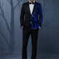 Men's 2-Piece Suit Blue Shimmering Branches Black Tuxedo
