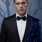 Men's 2-Piece Suit Blue Shimmering Branches Black Tuxedo