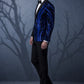 Men's 2-Piece Suit Blue Shimmering Branches Black Tuxedo