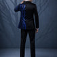 Men's 2-Piece Suit Blue Shimmering Branches Black Tuxedo