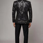 Men's Sequin Six-pointed Star Black Luxury Tuxedo