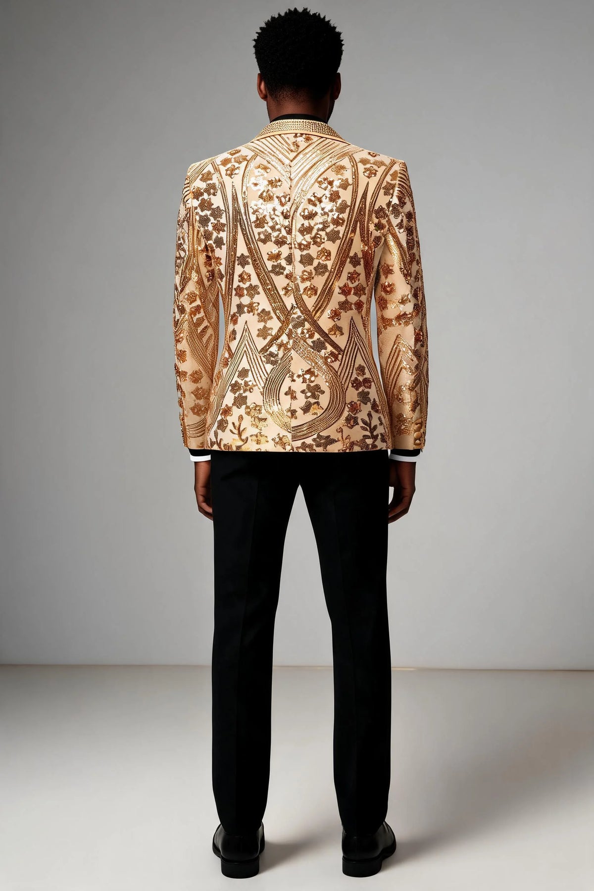 Men's  Sequin Six-pointed Star Golden Luxury Tuxedo