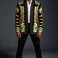 Men's Gold Aigillette Decorated with Luxury Black Embroidered Tuxedo