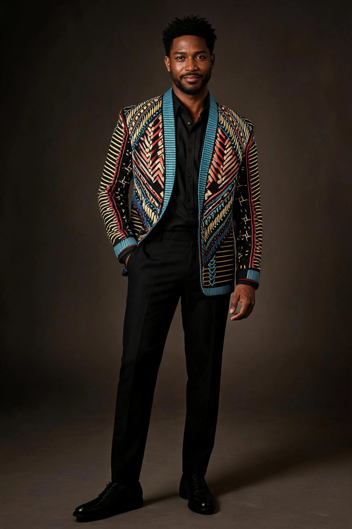 Tribal Icon Embroidered Statement Jacket