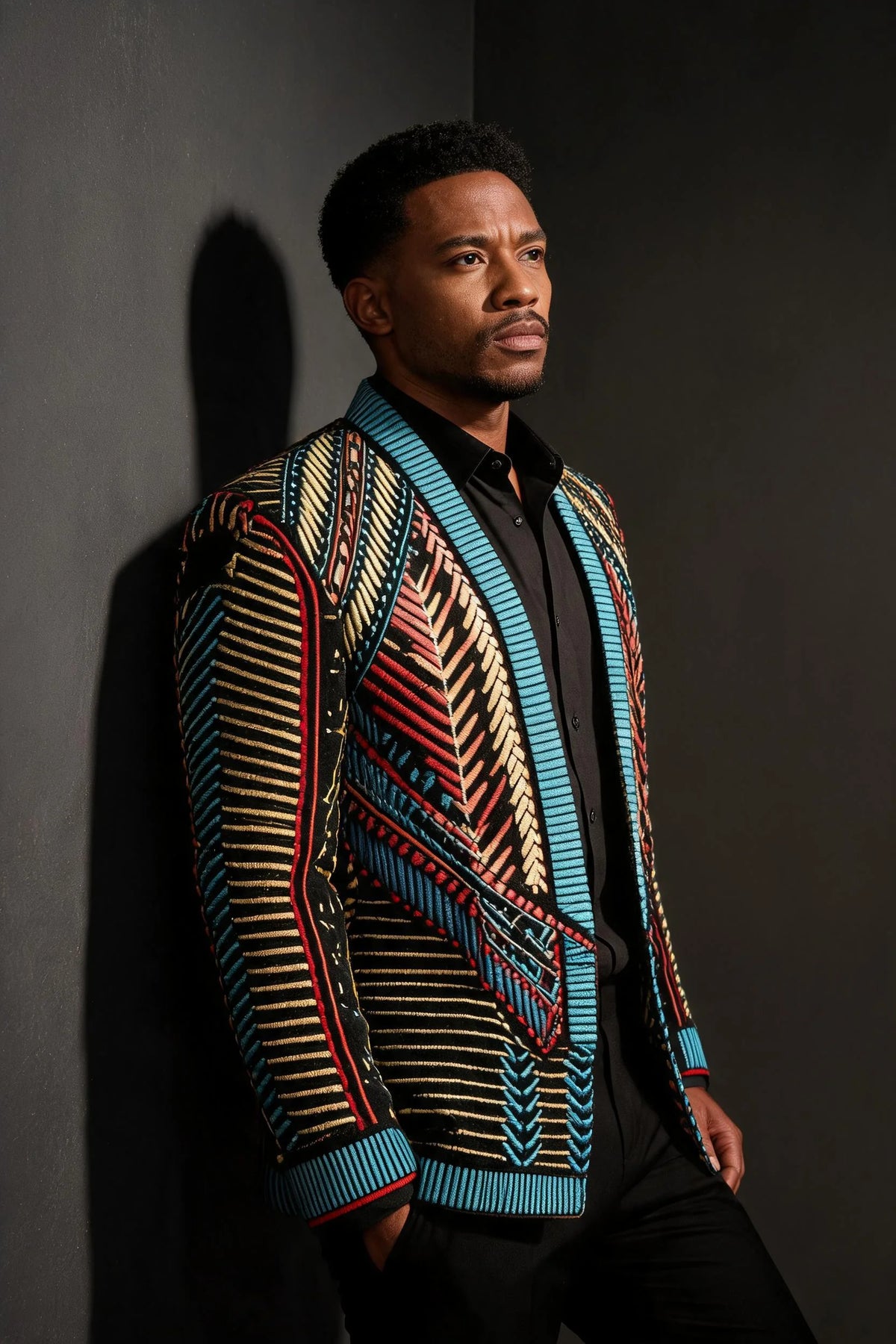 Tribal Icon Embroidered Statement Jacket
