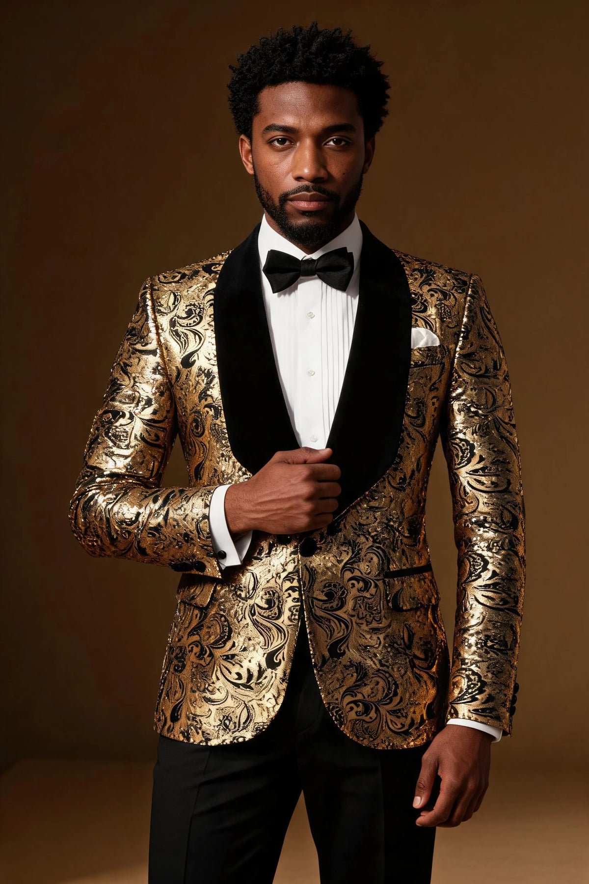 Gold Paisley & Black Velvet Dinner Jacket