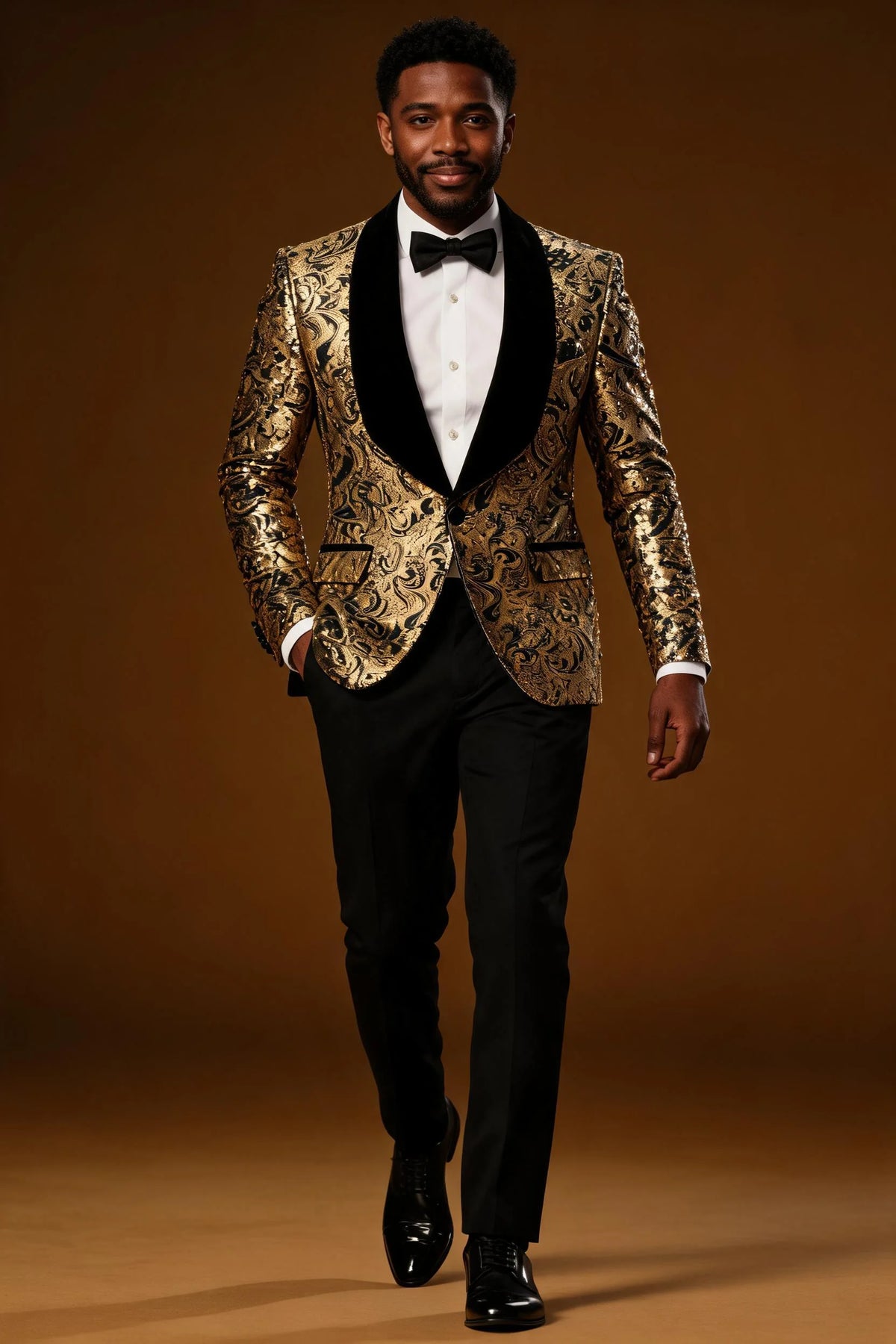 Gold Paisley & Black Velvet Dinner Jacket