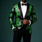 Men's 2-Piece Sequin Green Leaves Embroidery Tuxedo