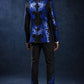 Men's 2-Piece Sequin Blue Leaves Embroidery Tuxedo