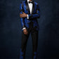 Men's 2-Piece Sequin Blue Leaves Embroidery Tuxedo