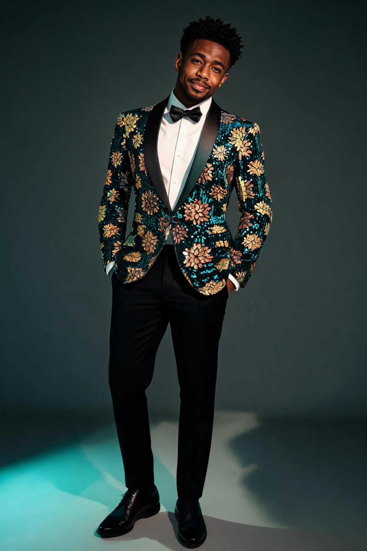 Teal Gold Floral Jacket