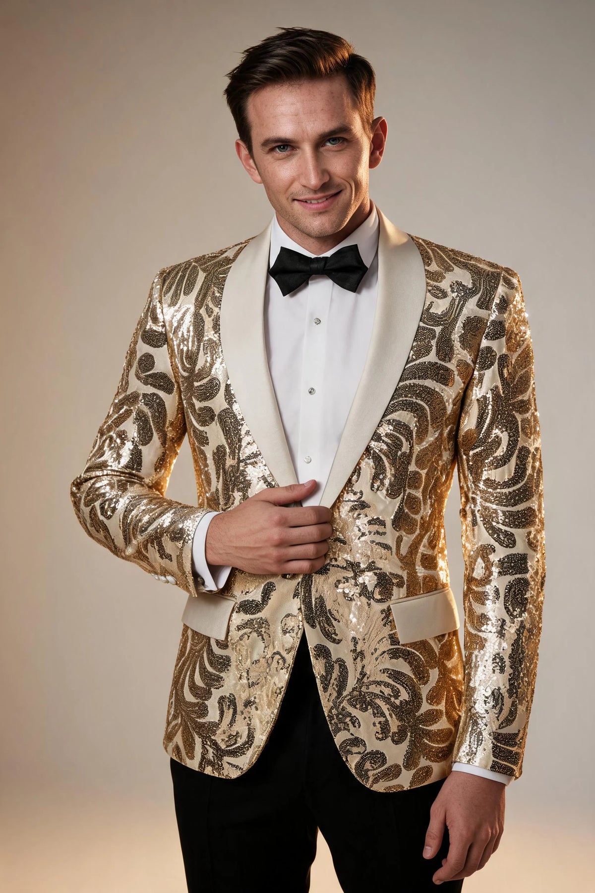 Floral Shawl Sequin Jacket