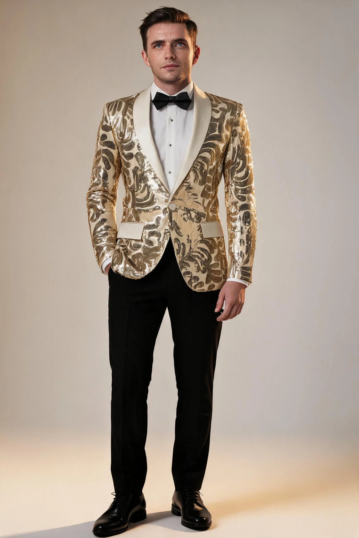 Floral Shawl Sequin Jacket