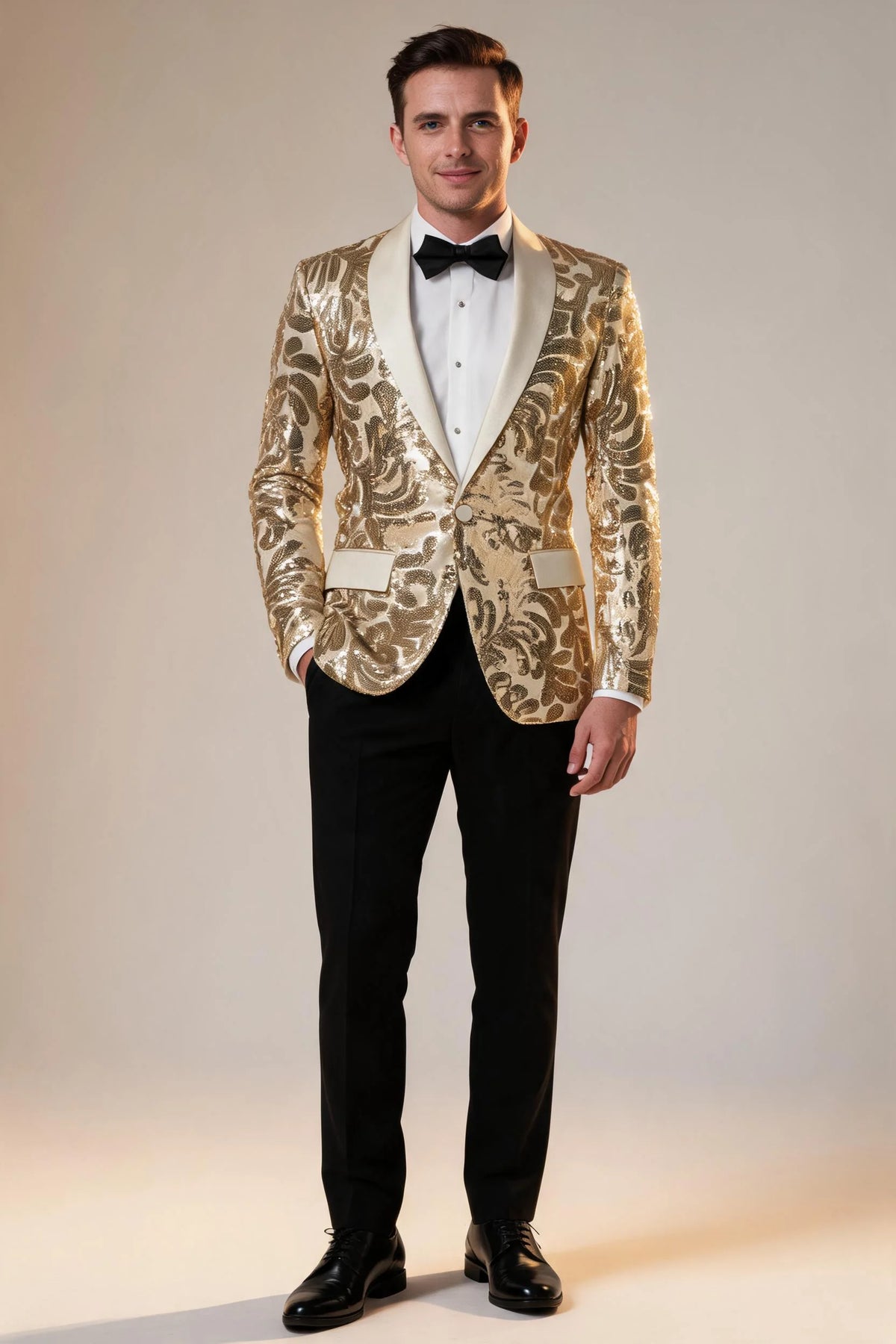 Floral Shawl Sequin Jacket