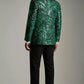 Men's Sequin Green Paisley Black Suit