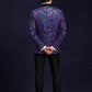 Men's Sequin Purple and Blue Paisley Black Suit