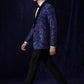 Men's Sequin Purple and Blue Paisley Black Suit