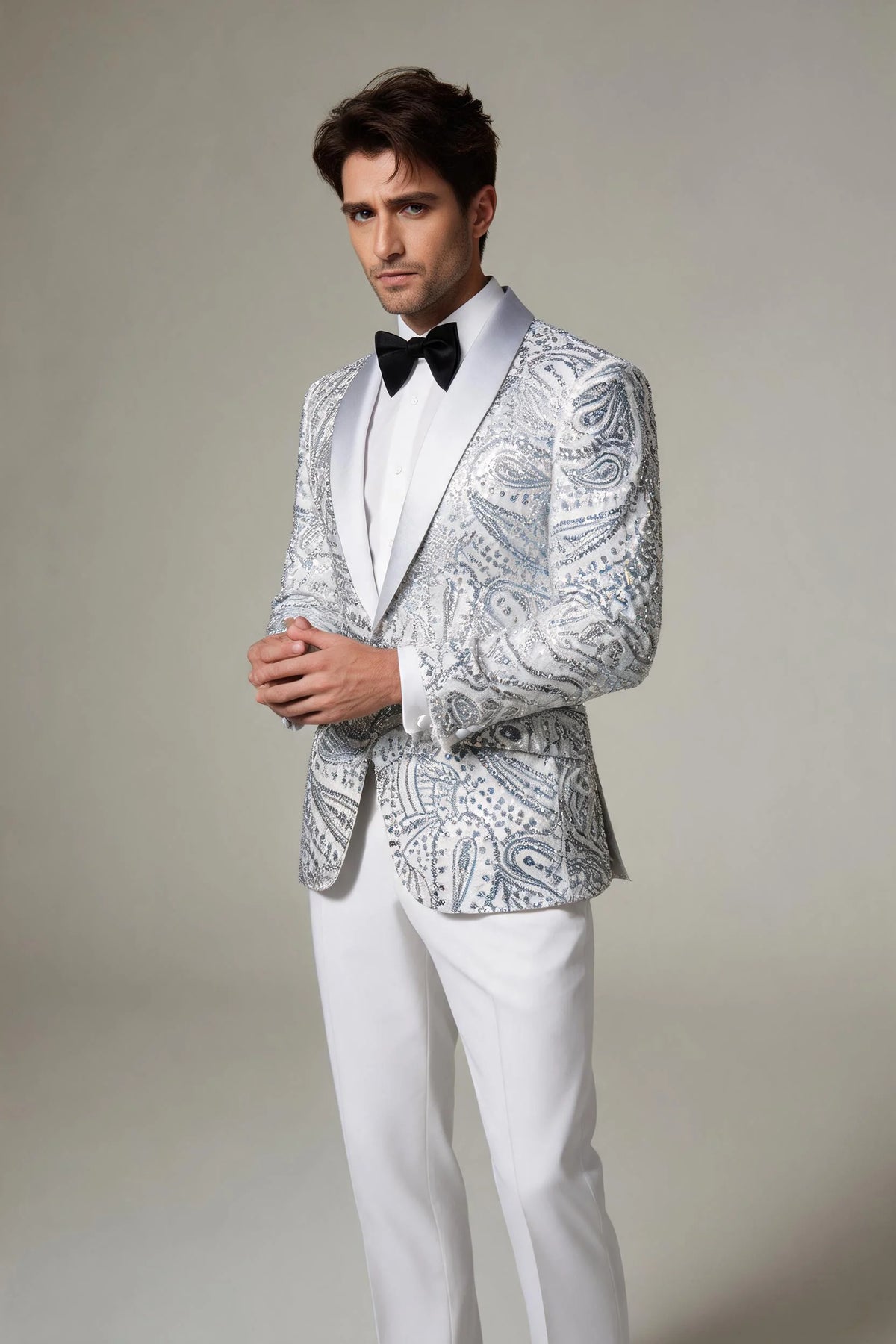 Silver Paisley Evening Jacket