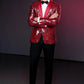 Men's Unique Mirrored Geometric Patchwork Magenta Prom Suit